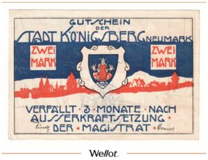 2 Марки 1921 Германия Провинция Восточная Пруссия Кёнигсберг (Калининград) АUNC